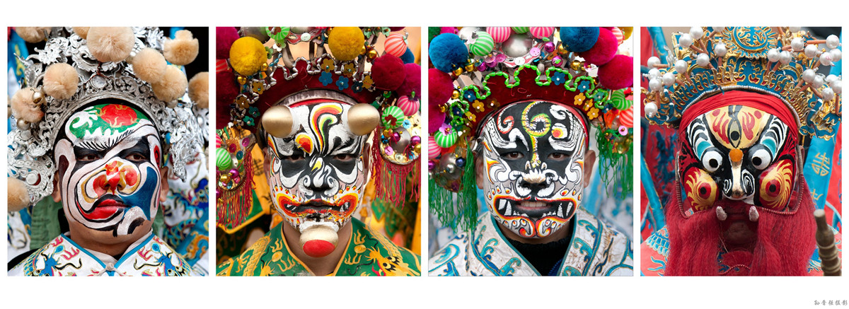 xnok70   几种不同类型的花脸谱式：（左一  刺客荆轲）用S形旋转线条打破额头和鼻部色.jpg